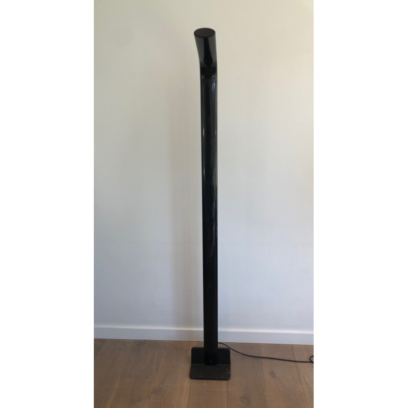 Vintage black lacquered metal floor lamp, 1970