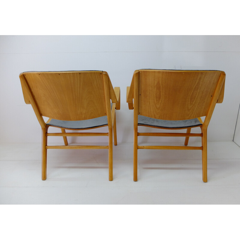 Pair of vintage Ax Chair armchairs by Peter Hvidt and Orla Molgaard for Fritz Hansen, Denmark 1960