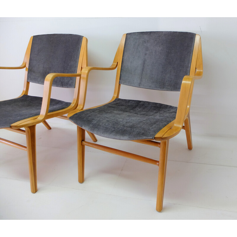 Pair of vintage Ax Chair armchairs by Peter Hvidt and Orla Molgaard for Fritz Hansen, Denmark 1960