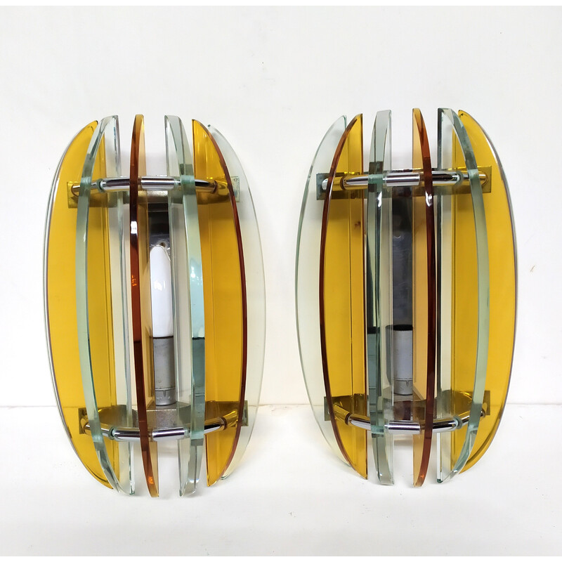 Pair of vintage wall lamps by Veca, 1970s