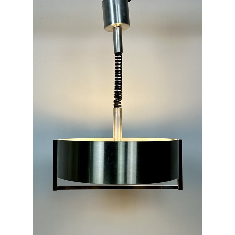 Vintage stainless steel chandelier with 4 lights, 1970