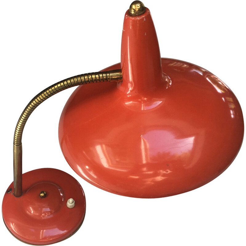 Lampe de table Aluminor rouge orangé - 1950