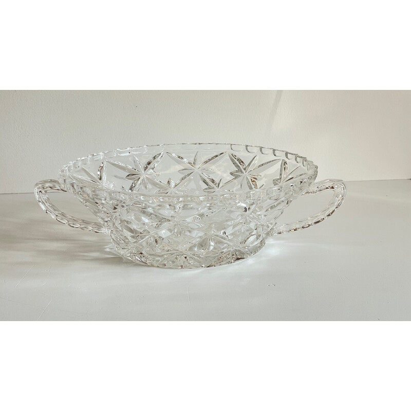 Vintage chiselled crystal salad bowl