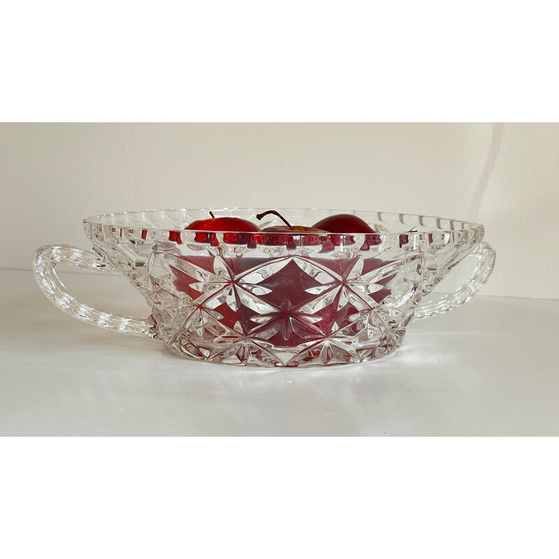 Vintage chiselled crystal salad bowl