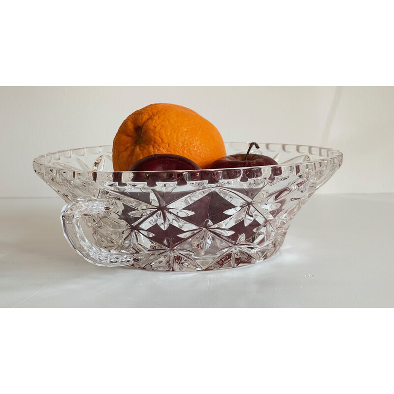 Vintage chiselled crystal salad bowl