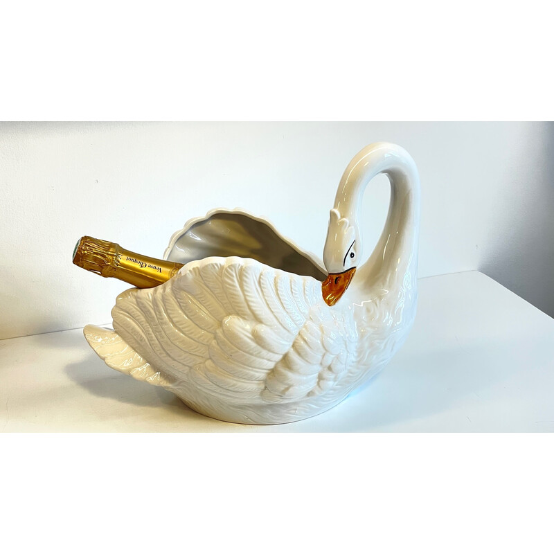 Vintage swan pot in ceramic, Italy