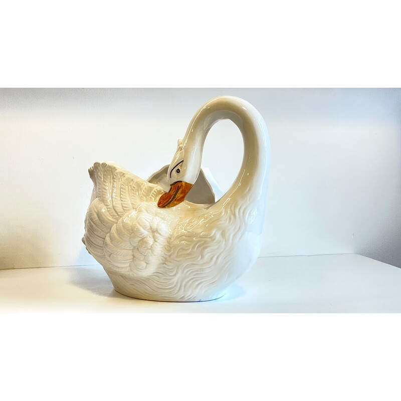 Pote de cisne vintage em cerâmica, Itália