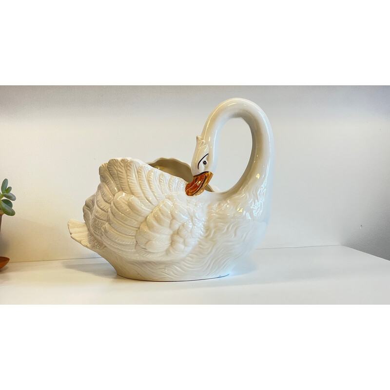 Vintage swan pot in ceramic, Italy