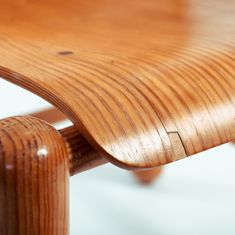 Pair of vintage pinewood and plywood chairs, 1970s