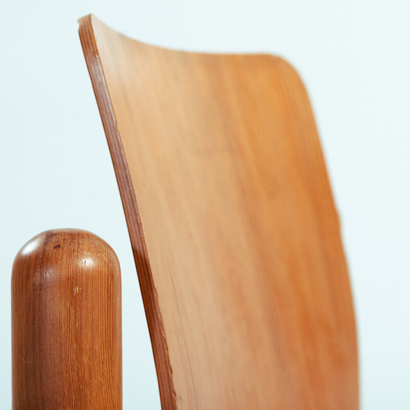 Pair of vintage pinewood and plywood chairs, 1970s
