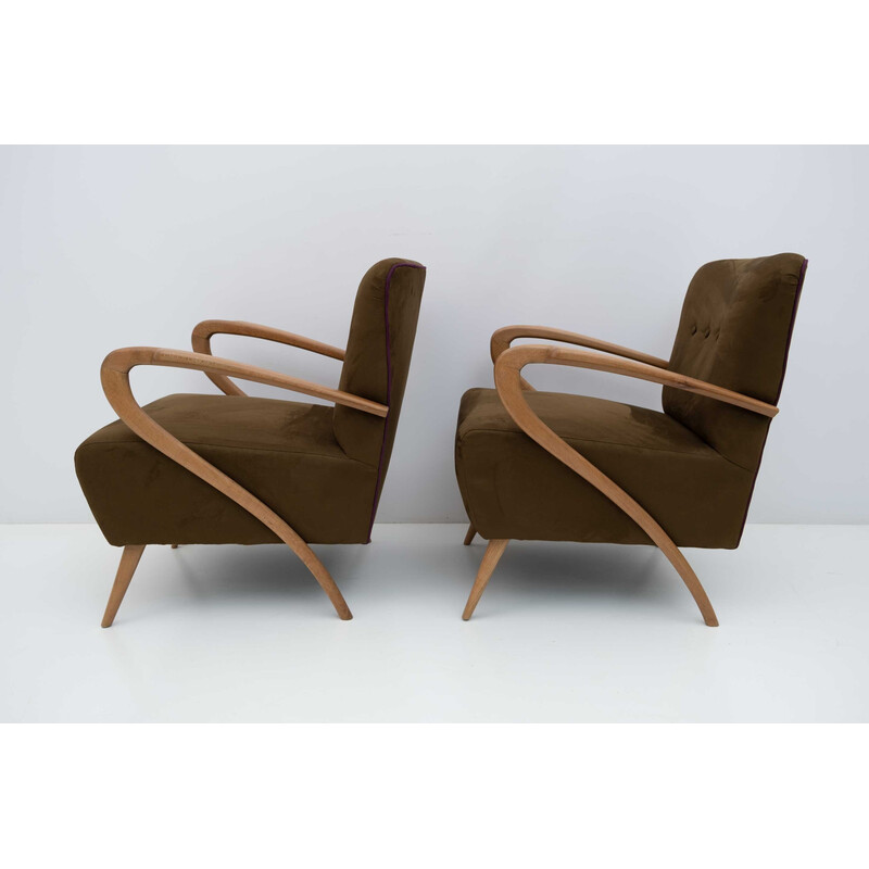 Pair of mid-century Italian velvet armchairs by Guglielmo Ulrich, 1950s