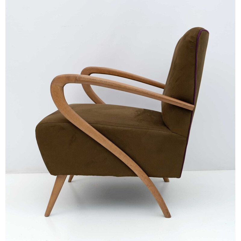Paire de fauteuils vintage italiens en velours par Guglielmo Ulrich, 1950
