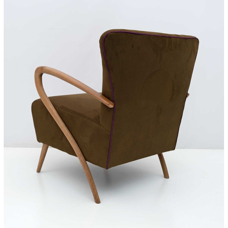 Pair of mid-century Italian velvet armchairs by Guglielmo Ulrich, 1950s