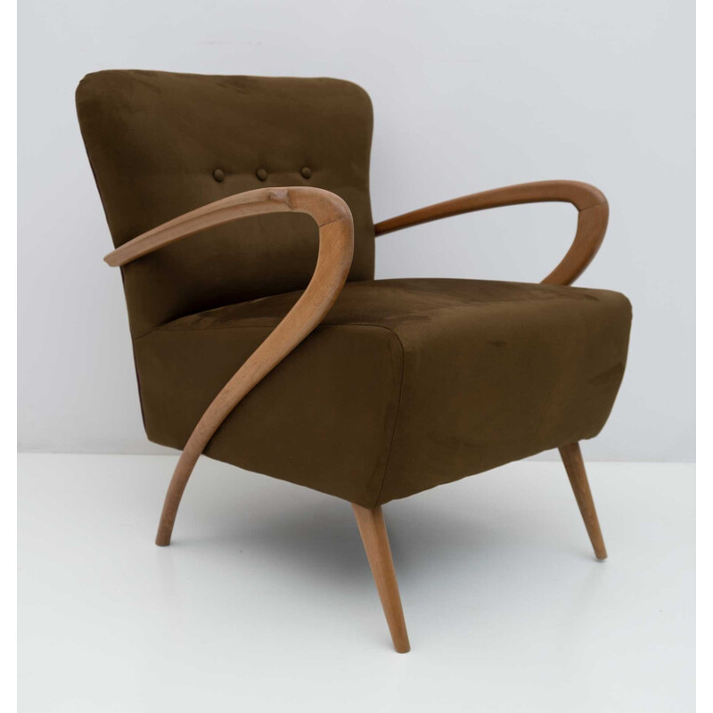 Paire de fauteuils vintage italiens en velours par Guglielmo Ulrich, 1950