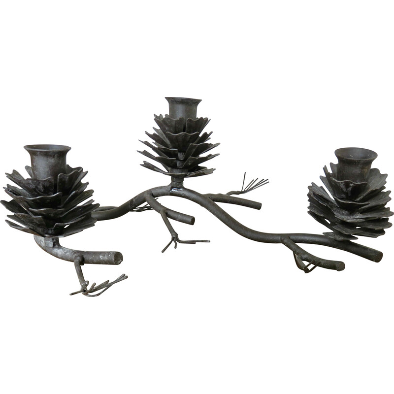 Vintage Brutalist candlestick "pine cone", Austria 1970