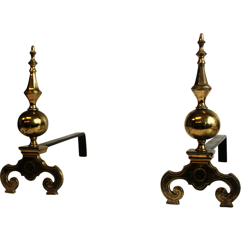 Pair of vintage bronze andirons