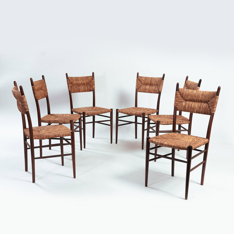 Ensemble de 6 chaises vintage par Guido Chiappe pour Chiavari, Italie 1950