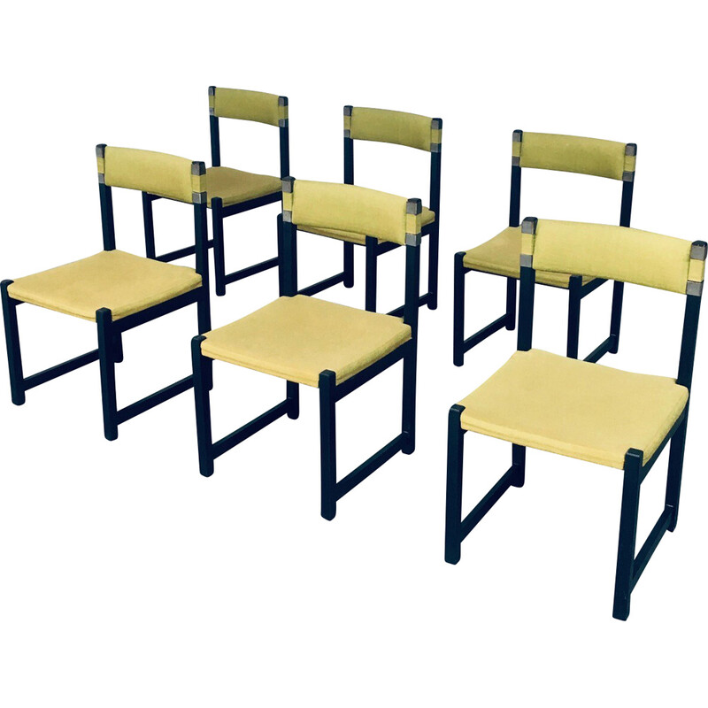 Set van 6 midcentury eetkamerstoelen van J. Batenburg voor Mi, België 1969