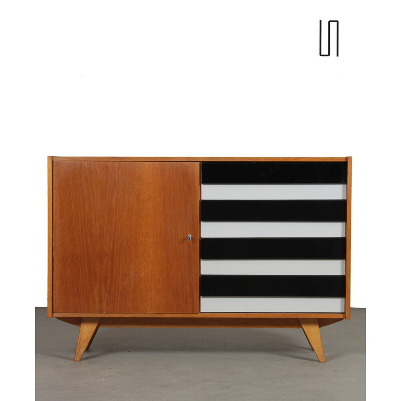 Vintage chest of drawers model U-458 in oakwood by Jiri Jiroutek for Interier Praha, 1960