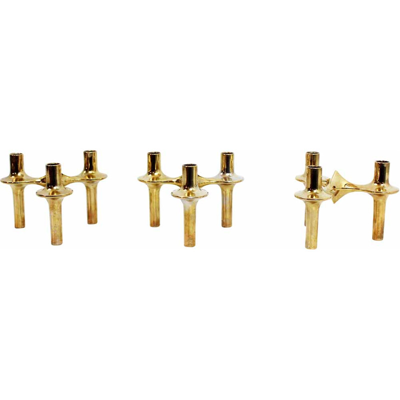 Set of 3 vintage modular candleholders by Fritz Nagel, 1970