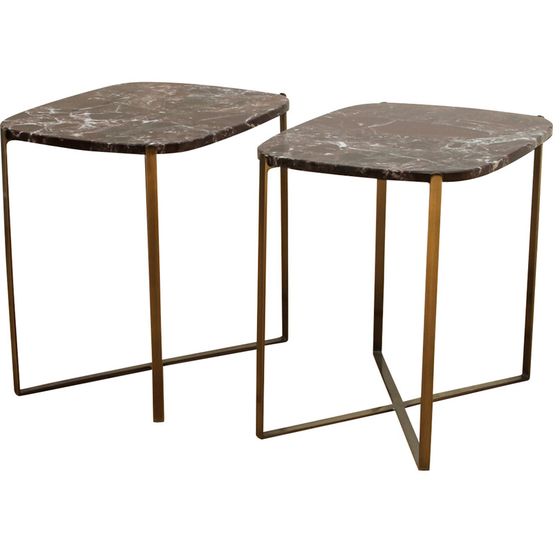 Vintage marble and metal side table