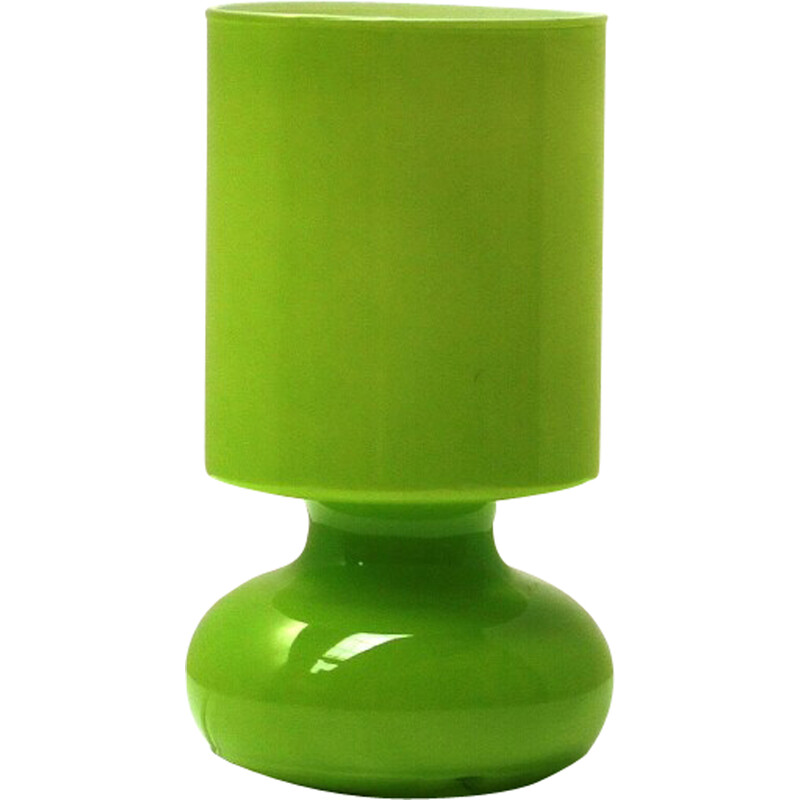 Lámpara de mesilla de noche vintage de cristal verde de Ikea, 1980