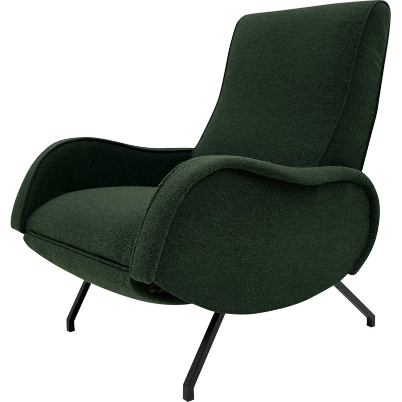 Vintage recliner armchair in buckle in the style of Zanuso, Italy 1950