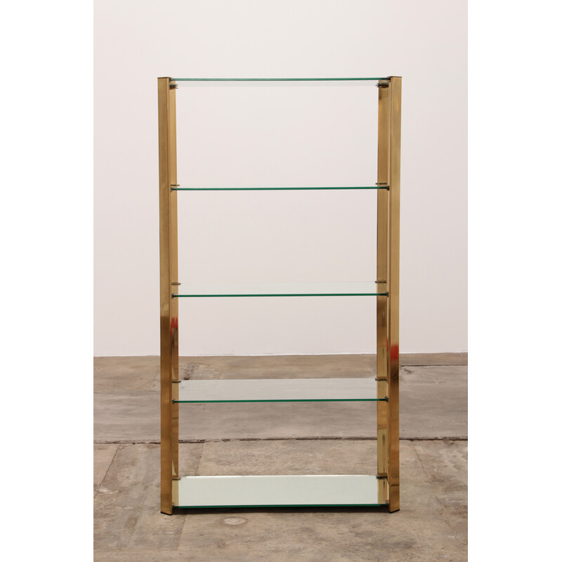 Vintage brass and glass shelf, 1970