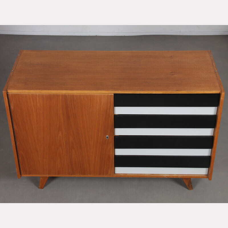 Vintage chest of drawers model U-458 in oakwood by Jiri Jiroutek for Interier Praha, 1960