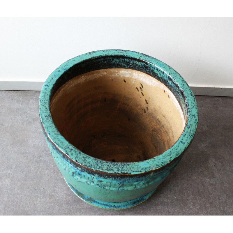 Vintage handmade glazed terracotta planter