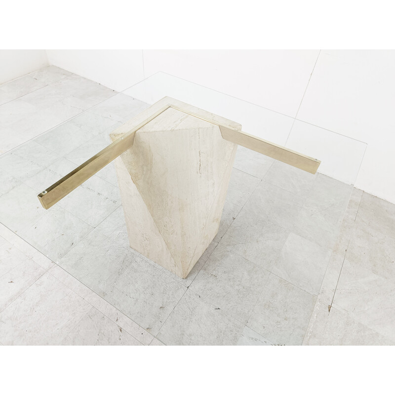 Vintage travertine dining table by Artedi, Italy 1970s