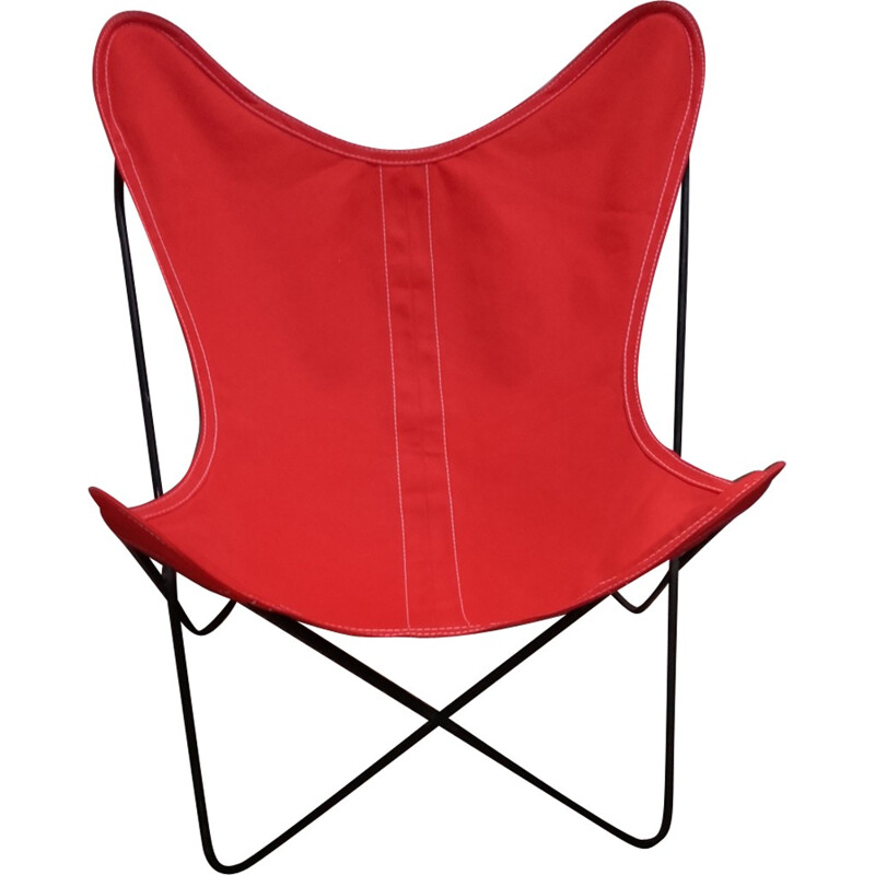 Red AA armchair in steel - 1960s