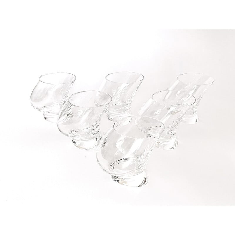 Set of 6 vintage cognac glasses by Angelo Mangiarotti for Cristalleria Colle, 1991