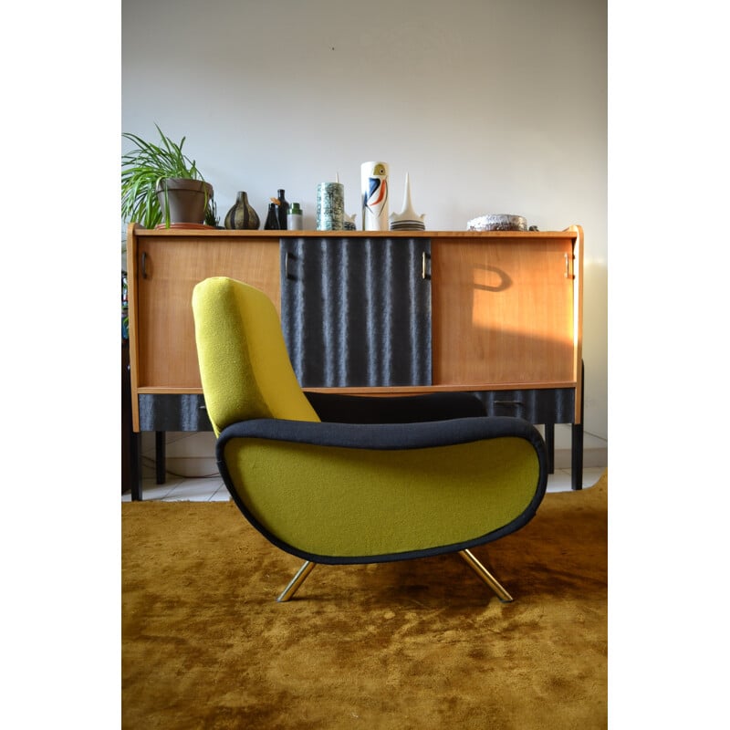 Yellow armchair model Lady by Marco Zanuso for Artiflex - 1950s