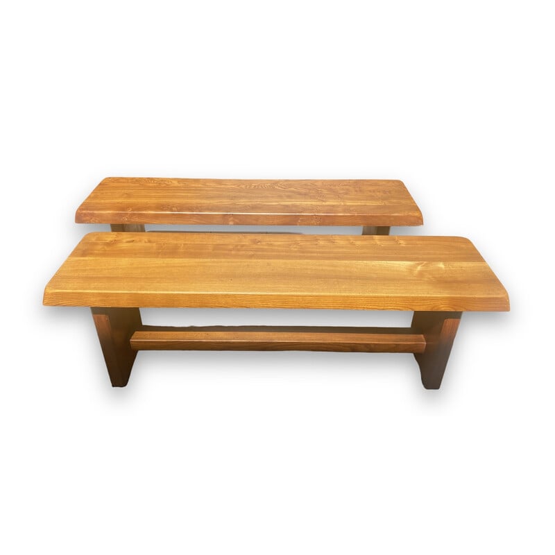 Pair of vintage benches S14 by Pierre Chapo, 1970