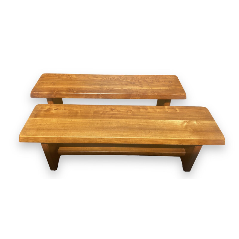 Pair of vintage benches S14 by Pierre Chapo, 1970