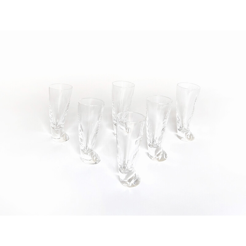 Set of 6 vintage 'Touch Glass' vodka glasses by Angelo Mangiarotti for Cristalleria Colle, 1991