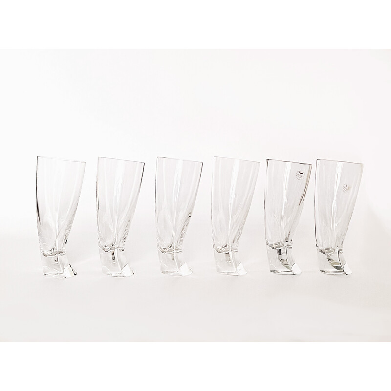 Set di 6 bicchieri da whisky vintage 'Touch Glass' di Angelo Mangiarotti per Cristalleria Colle, 1991