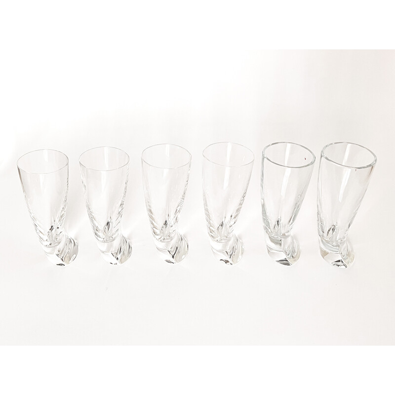 Set of 6 vintage 'Touch Glass' whisky glasses by Angelo Mangiarotti for Cristalleria Colle, 1991