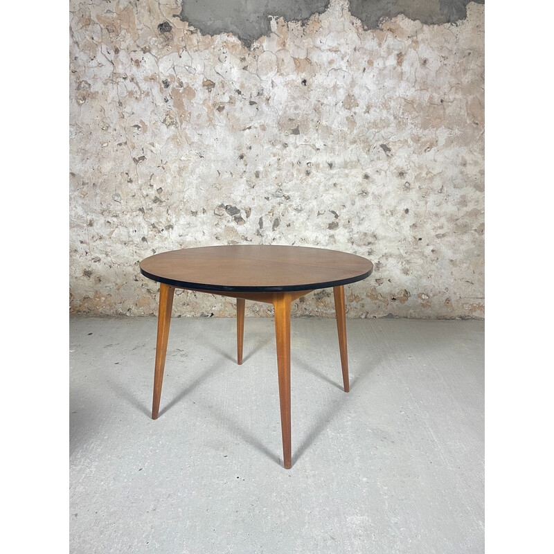 Vintage oakwood table with sun-shaped top, 1960