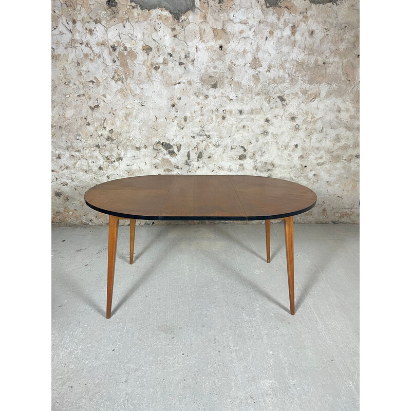 Vintage oakwood table with sun-shaped top, 1960