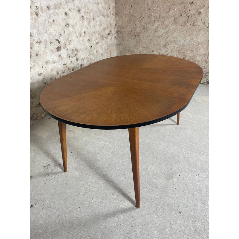 Mesa de carvalho vintage com tampo em forma de sol, 1960