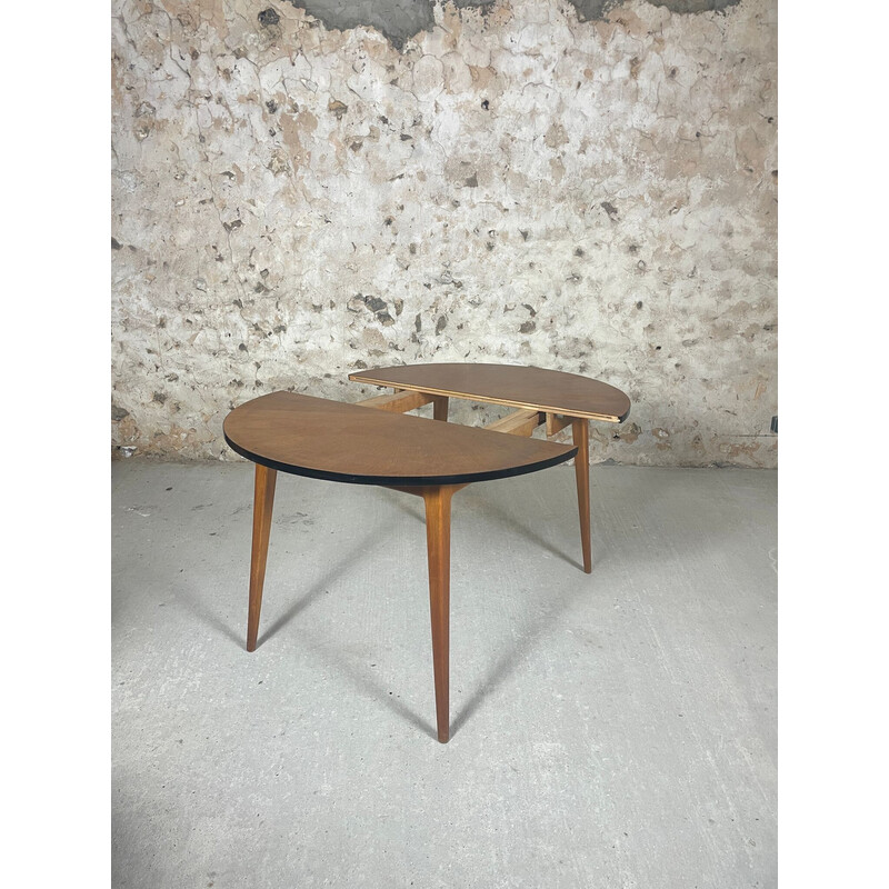 Vintage oakwood table with sun-shaped top, 1960