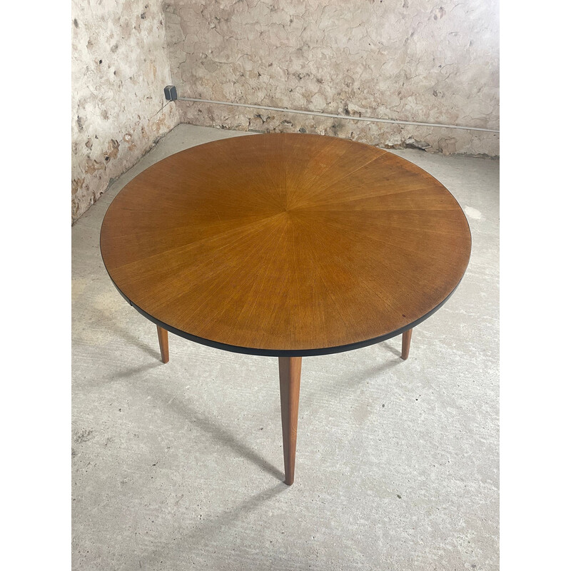 Vintage oakwood table with sun-shaped top, 1960