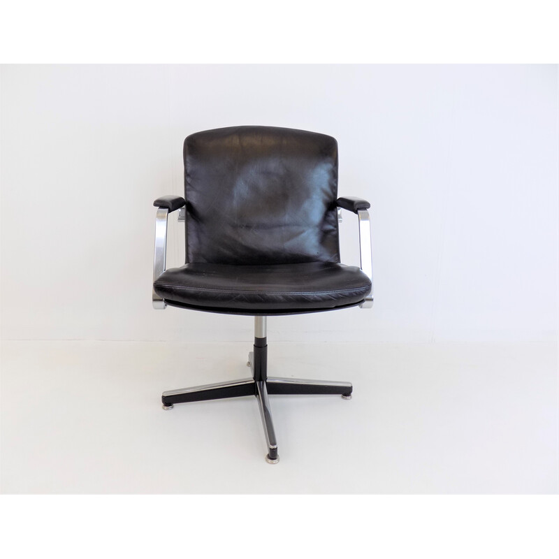 Vintage Fk 86 armchair in leather and steel by Preben Fabricius and Jørgen Kastholm for Knoll, 1970