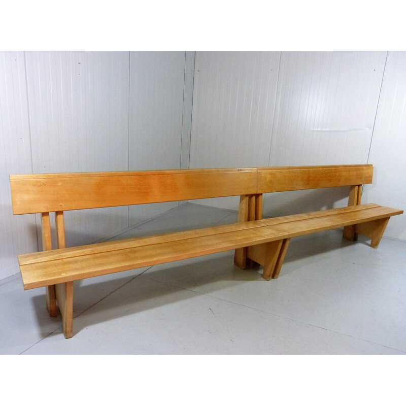 Vintage modernist bench in solid beech wood, 1960