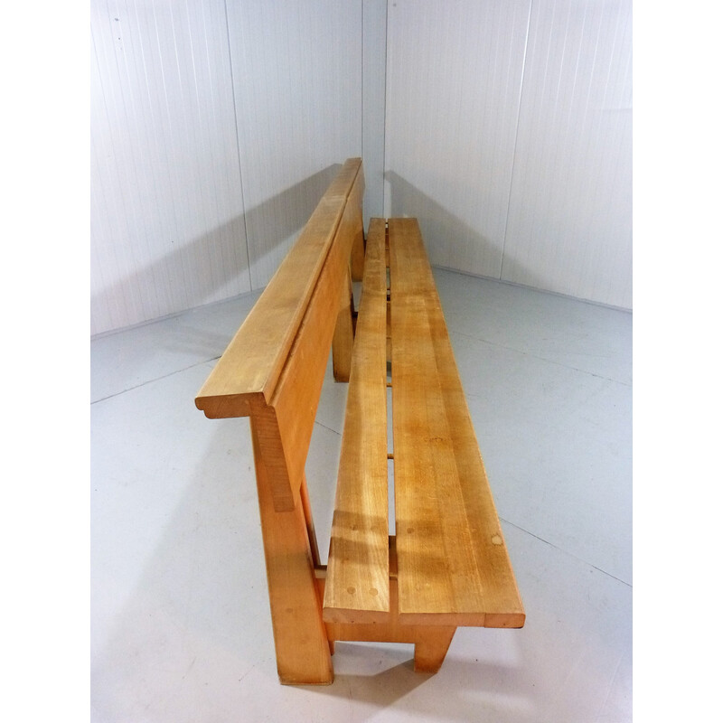 Vintage modernist bench in solid beech wood, 1960