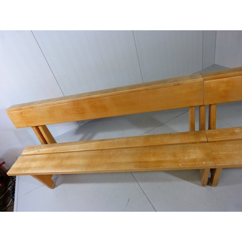 Vintage modernist bench in solid beech wood, 1960