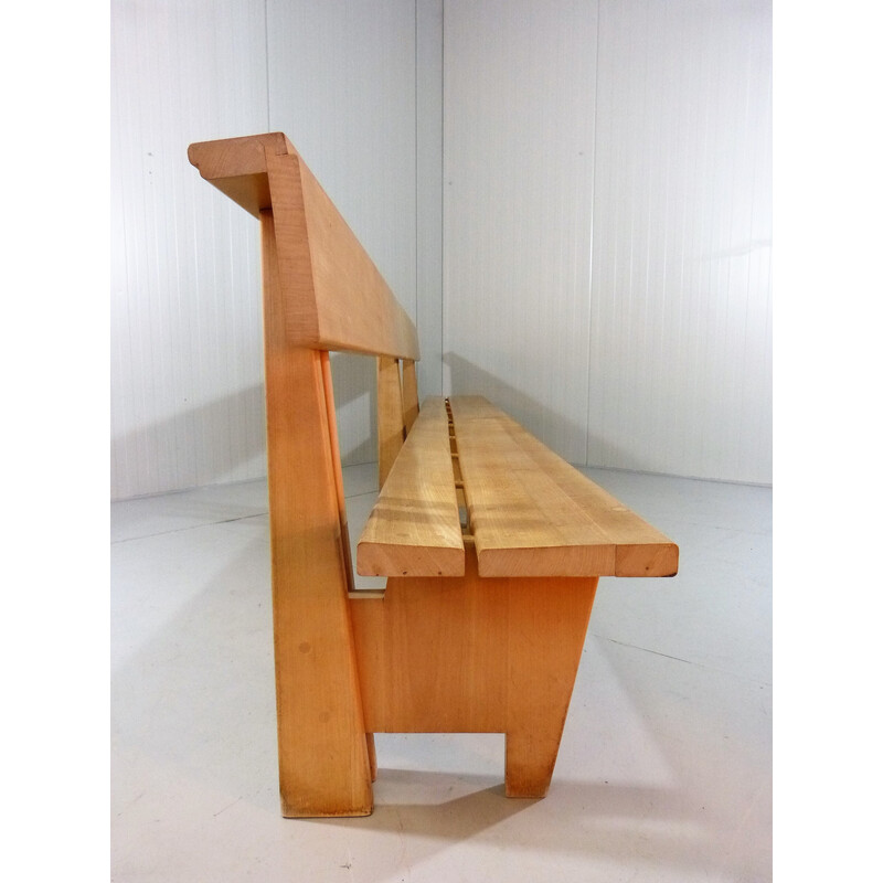 Vintage modernist bench in solid beech wood, 1960