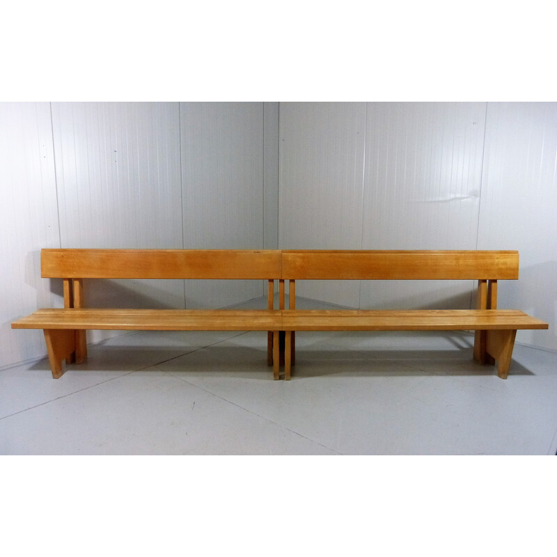 Vintage modernist bench in solid beech wood, 1960